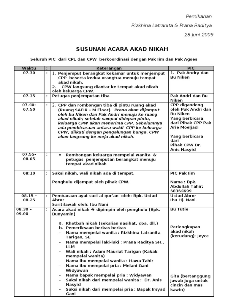 Detail Contoh Susunan Acara Akad Nikah Nomer 21