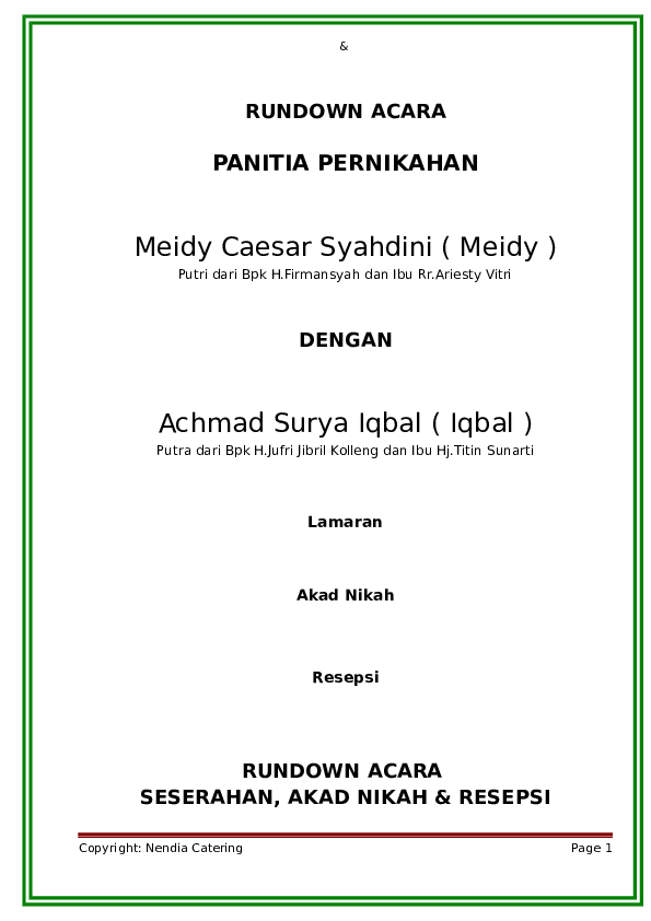 Detail Contoh Susunan Acara Akad Nikah Nomer 25