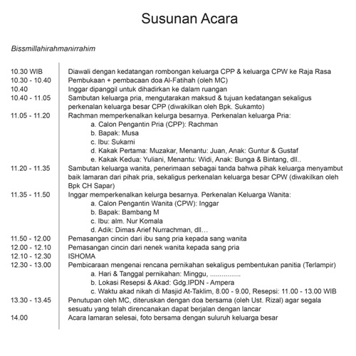 Detail Contoh Susunan Acara Lamaran Nomer 8