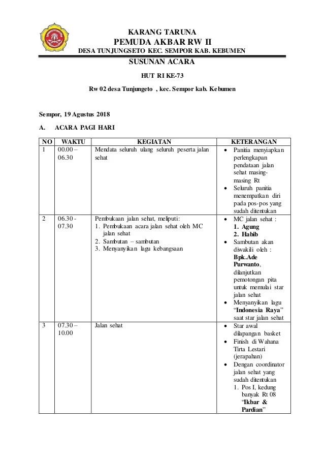 Detail Contoh Susunan Acara Lomba Nomer 13