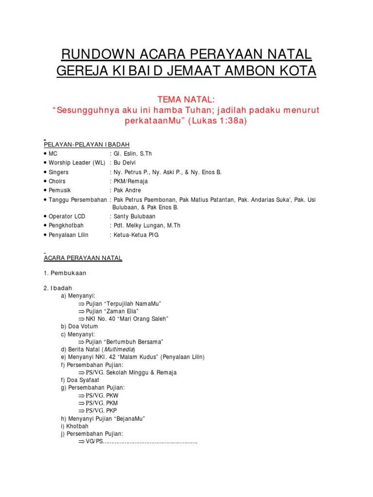 Detail Contoh Susunan Acara Perayaan Natal Nomer 16