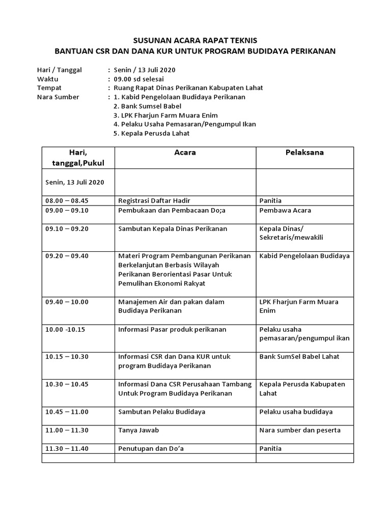 Detail Contoh Susunan Acara Rapat Nomer 36