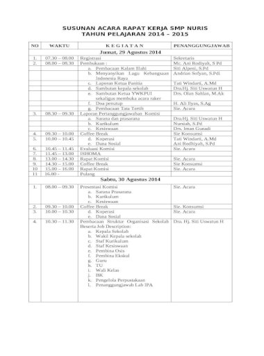 Detail Contoh Susunan Acara Rapat Kerja Nomer 33