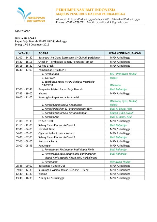 Detail Contoh Susunan Acara Rapat Kerja Nomer 37