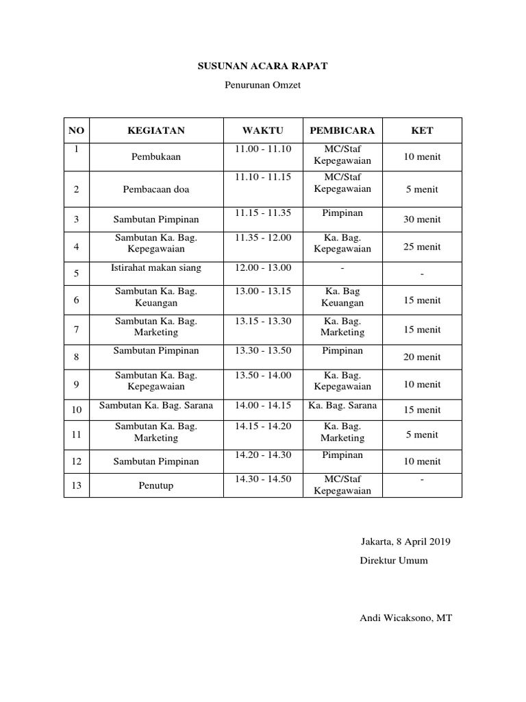 Detail Contoh Susunan Acara Rapat Sekolah Nomer 15