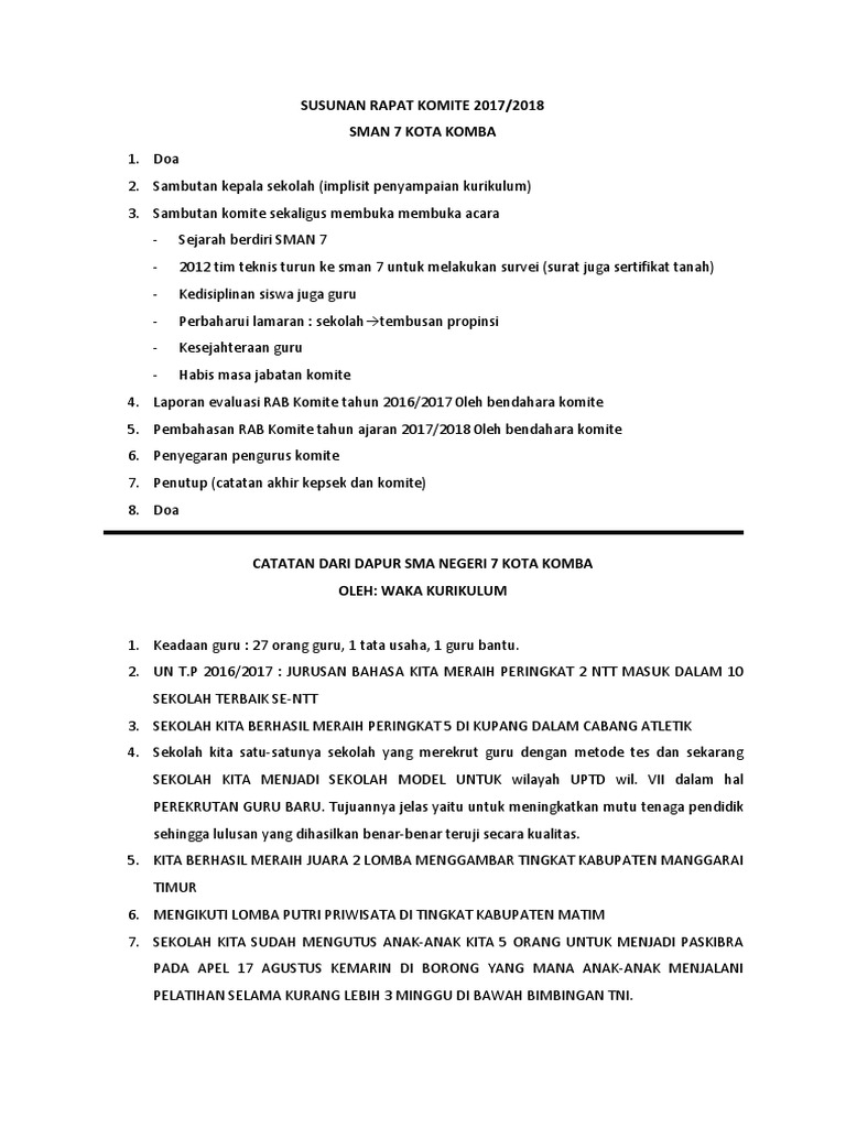 Detail Contoh Susunan Acara Rapat Sekolah Nomer 16