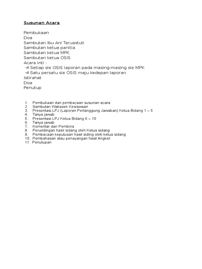 Detail Contoh Susunan Acara Rapat Sekolah Nomer 25