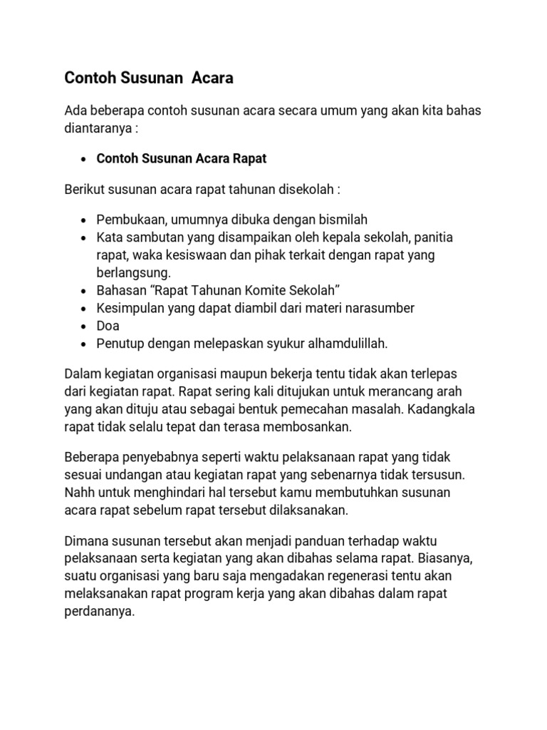 Detail Contoh Susunan Acara Rapat Sekolah Nomer 4