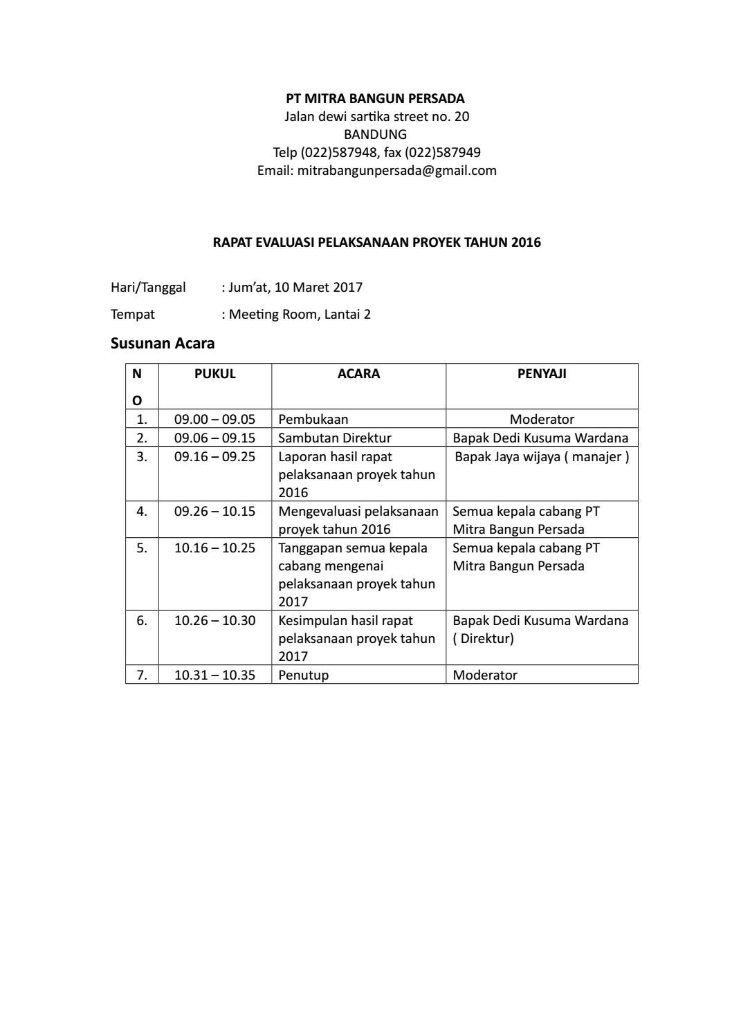 Detail Contoh Susunan Acara Rapat Sekolah Nomer 5