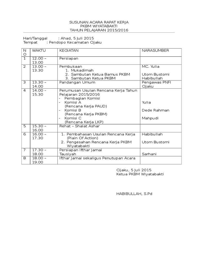 Detail Contoh Susunan Acara Rapat Sekolah Nomer 9