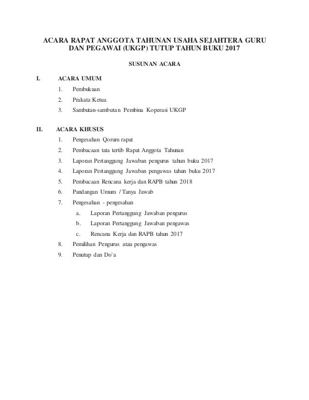 Detail Contoh Susunan Acara Rapat Sekolah Nomer 10