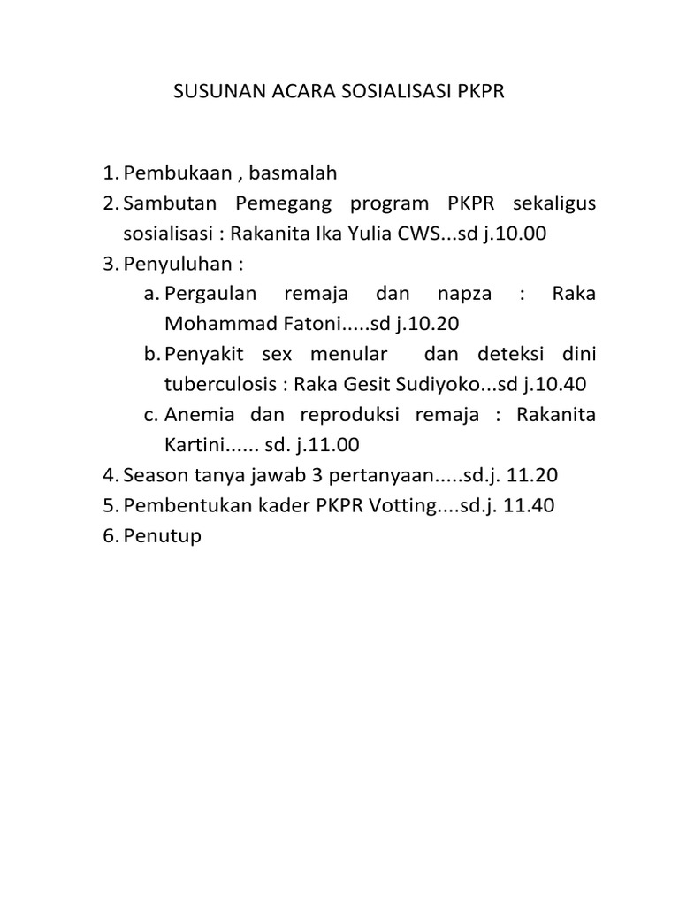 Detail Contoh Susunan Acara Sosialisasi Nomer 10