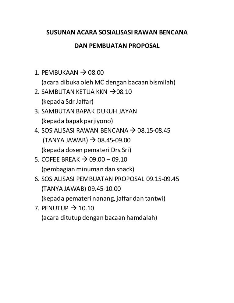 Detail Contoh Susunan Acara Sosialisasi Nomer 3