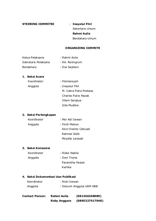 Detail Contoh Susunan Panitia Acara Nomer 12