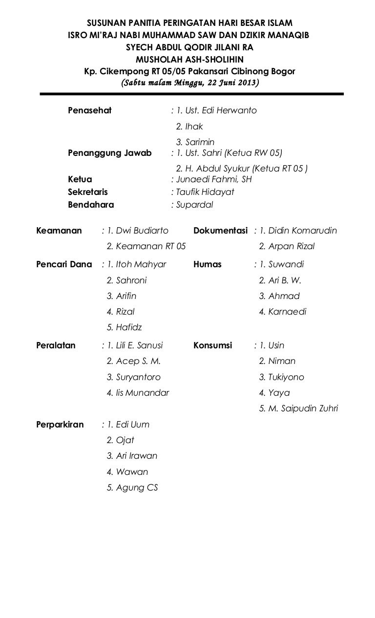 Detail Contoh Susunan Panitia Acara Nomer 26