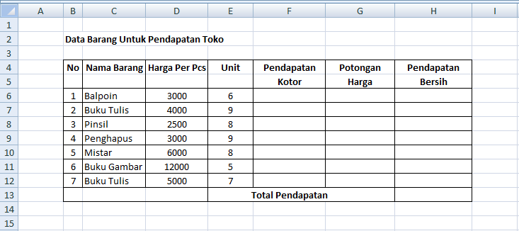 Detail Contoh Tabel Excel Nomer 26