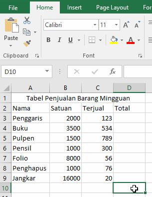 Detail Contoh Tabel Excel Nomer 6