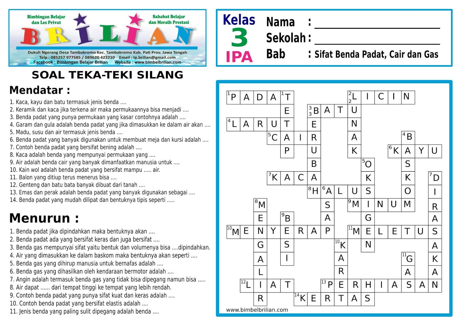 Detail Contoh Teka Teki Silang 5 Mendatar 5 Menurun Bahasa Indonesia Nomer 7