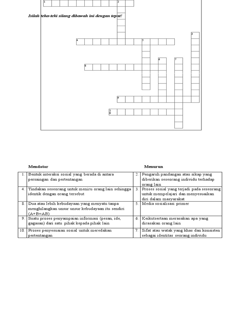 Detail Contoh Teka Teki Silang 5 Mendatar 5 Menurun Bahasa Indonesia Nomer 10