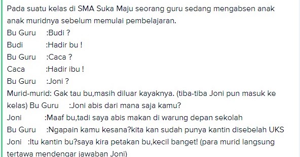 Detail Contoh Teks Anekdot Dalam Kehidupan Sehari Hari Nomer 5