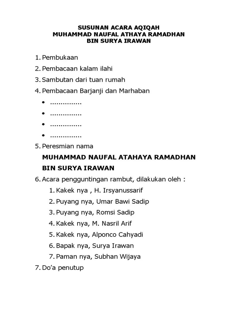 Detail Contoh Teks Kata Sambutan Acara Syukuran Aqiqah Nomer 3