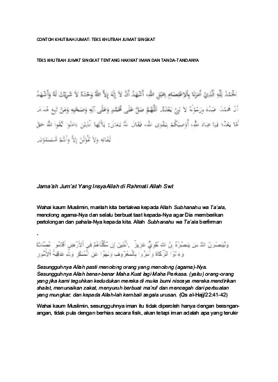 Detail Contoh Teks Khutbah Jumat Singkat Dan Jelas Nomer 18