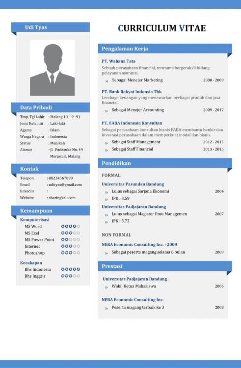 Detail Contoh Template Cv Nomer 9