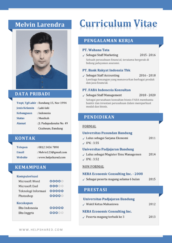 Detail Contoh Template Cv Bahasa Indonesia Nomer 14