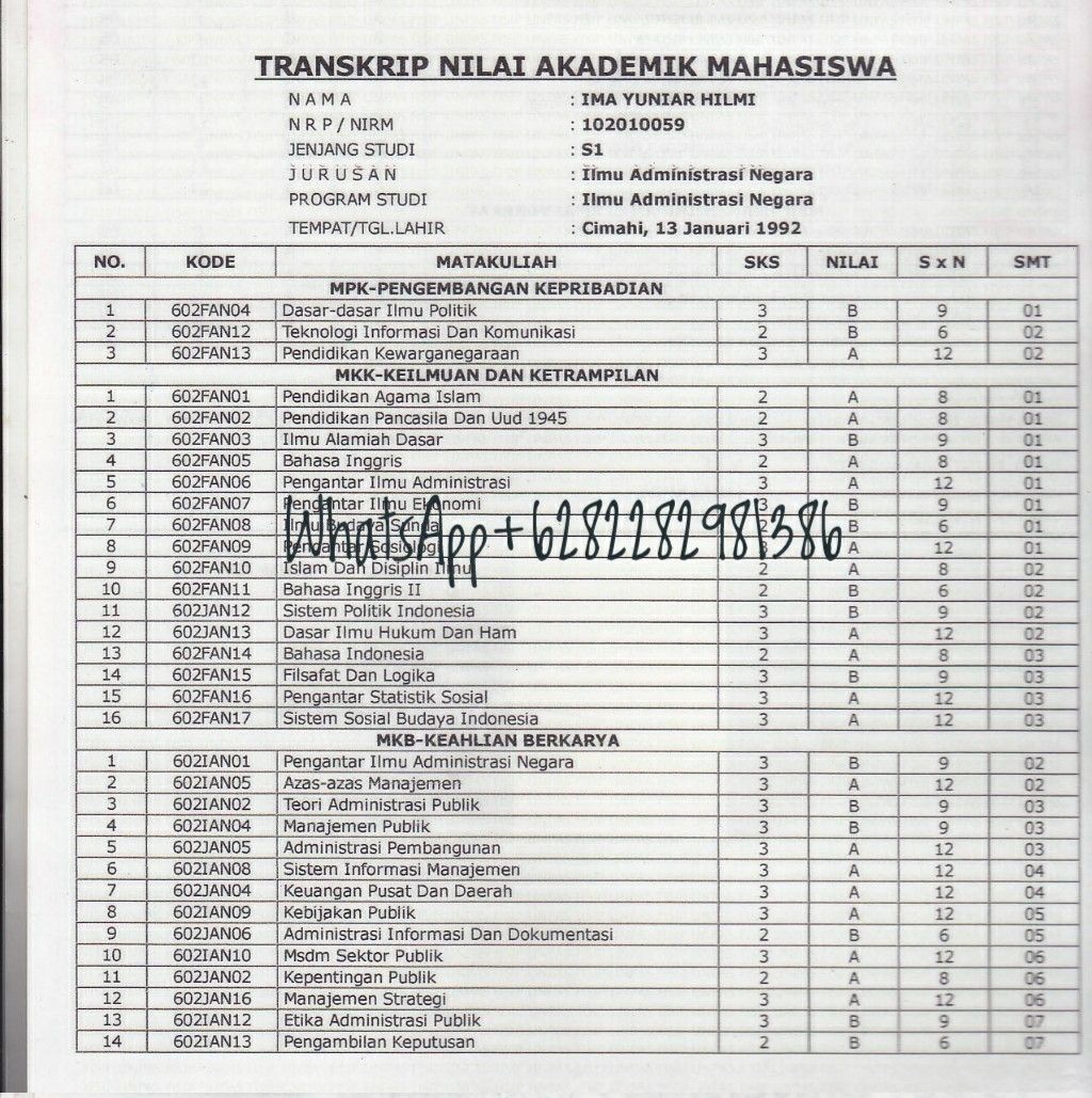 Detail Contoh Transkrip Nilai Sma Untuk Melamar Kerja Nomer 11