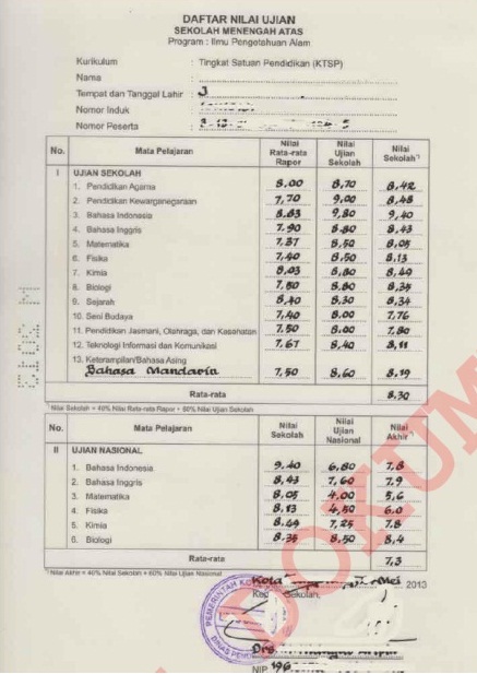 Detail Contoh Transkrip Nilai Sma Untuk Melamar Kerja Nomer 4