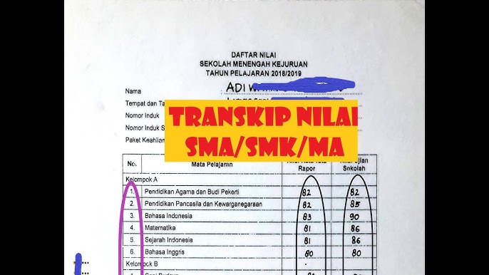 Detail Contoh Transkrip Nilai Sma Untuk Melamar Kerja Nomer 5