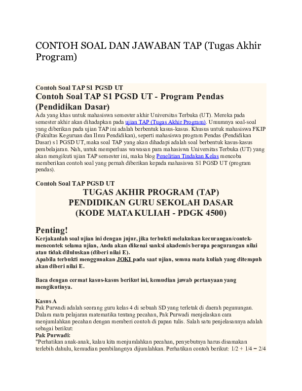 Detail Contoh Tugas Akhir Program S1 Pgsd Download Nomer 2