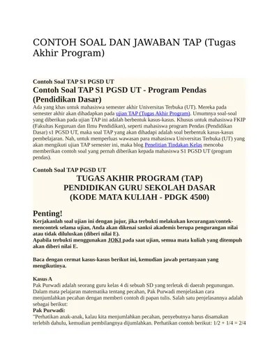 Detail Contoh Tugas Akhir Program S1 Pgsd Download Nomer 31