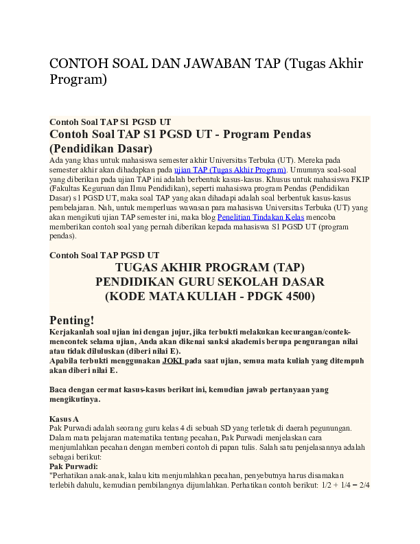 Detail Contoh Tugas Akhir Program S1 Pgsd Download Nomer 33