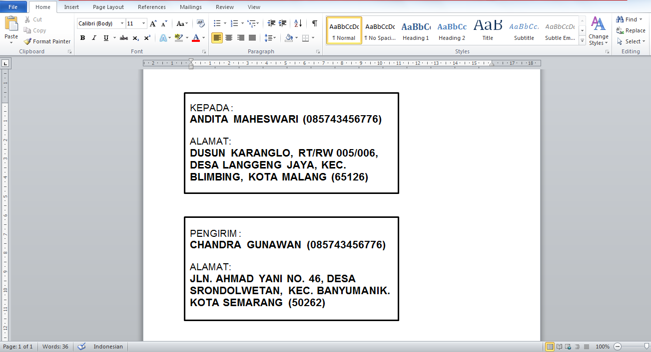 Detail Contoh Tulisan Untuk Mengirim Paket Nomer 25