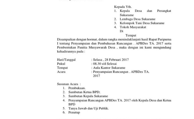 Detail Contoh Undangan Rapat Desa Nomer 51