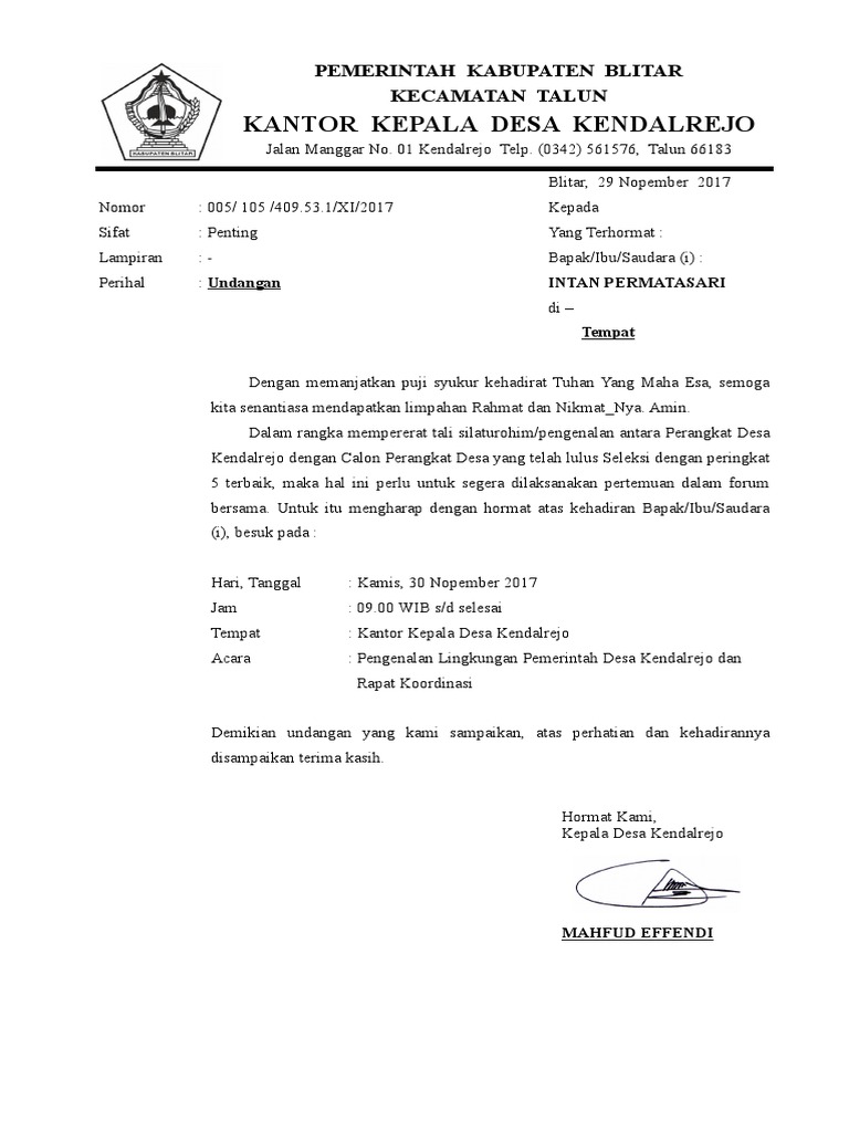 Detail Contoh Undangan Rapat Koordinasi Nomer 17