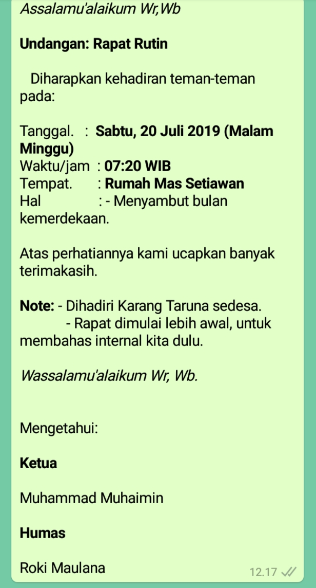 Detail Contoh Undangan Rapat Lewat Wa Nomer 2