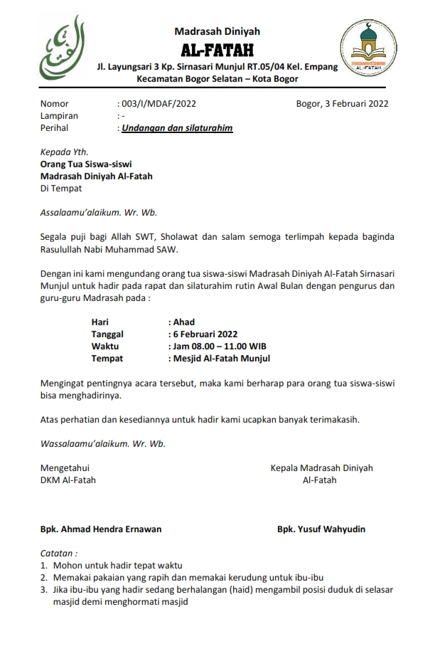 Detail Contoh Undangan Rapat Masjid Koleksi Nomer 44