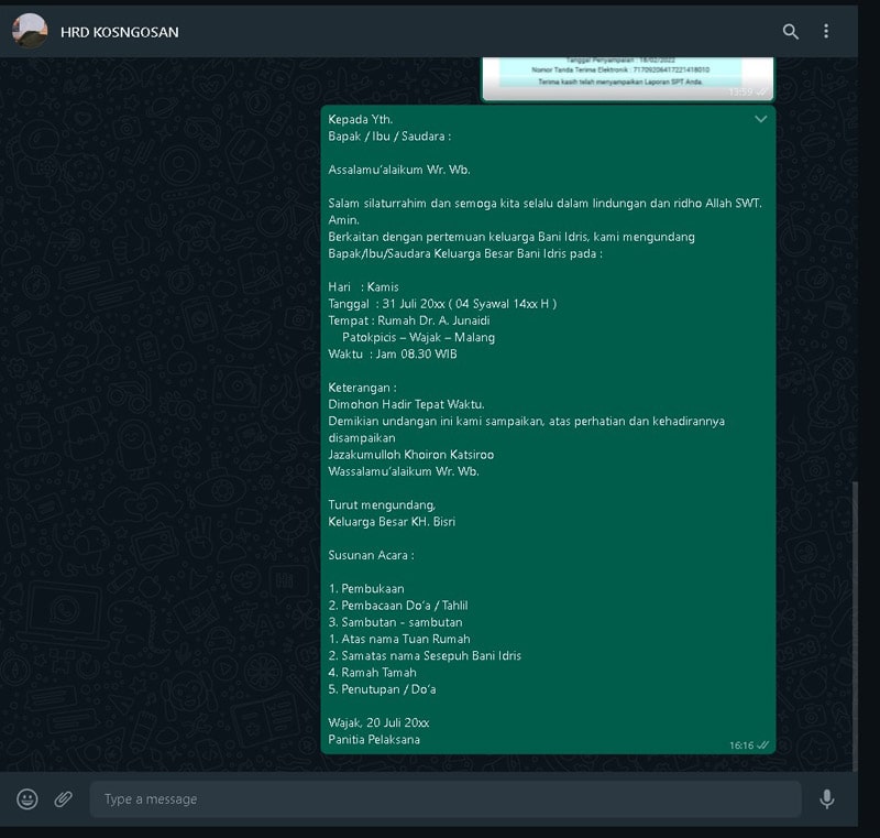 Detail Contoh Undangan Rapat Via Whatsapp Nomer 16