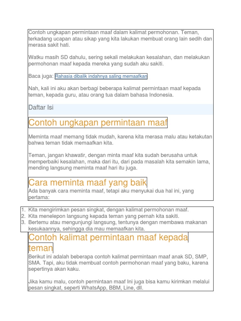 Detail Contoh Ungkapan Permintaan Maaf Nomer 14