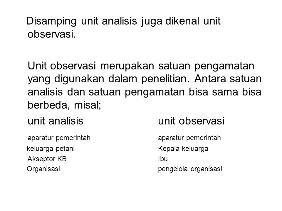 Contoh Unit Analisis - KibrisPDR