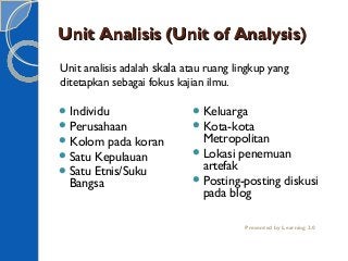 Detail Contoh Unit Analisis Nomer 9