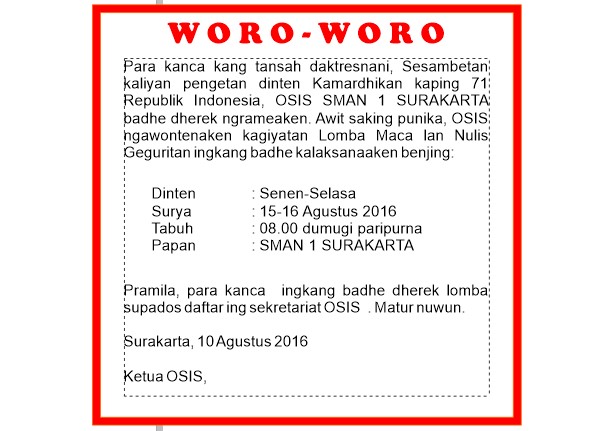 Contoh Wara Wara Bahasa Jawa - KibrisPDR