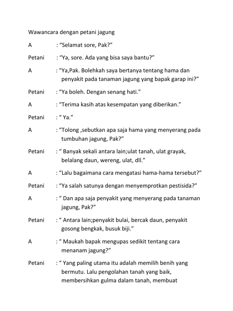 Contoh Wawancara Dengan Petani - KibrisPDR