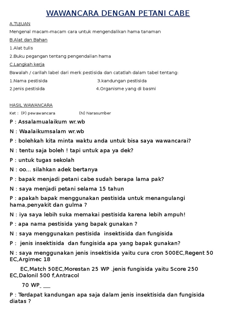 Detail Contoh Wawancara Dengan Petani Nomer 2