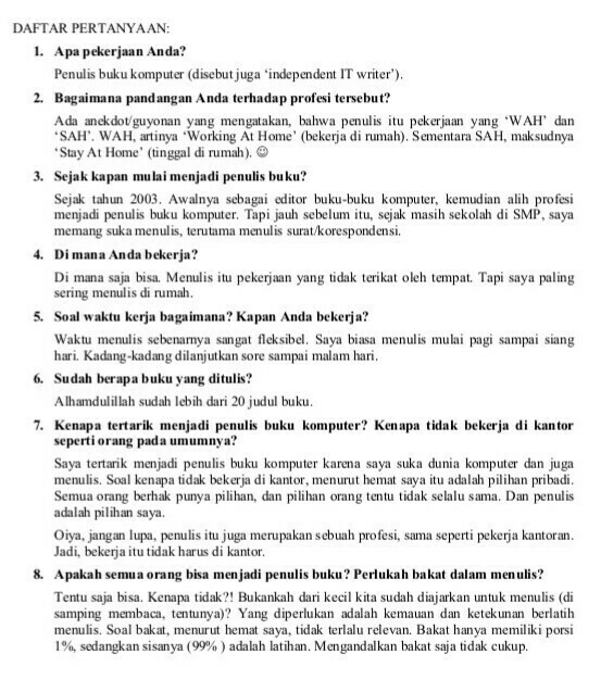 Contoh Wawancara Tentang Pekerjaan - KibrisPDR