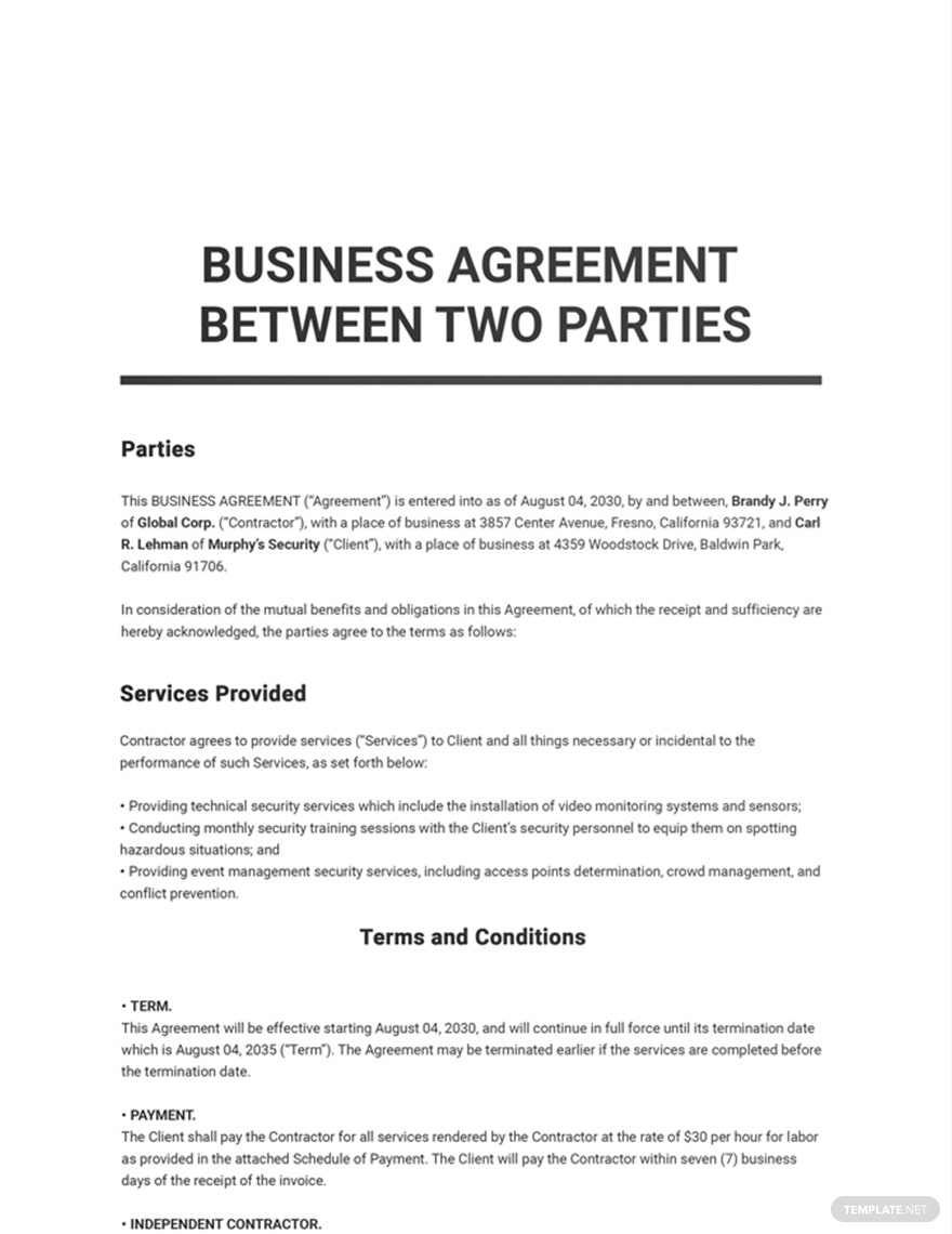 Detail Contract Agreement Template Between Two Parties Nomer 9