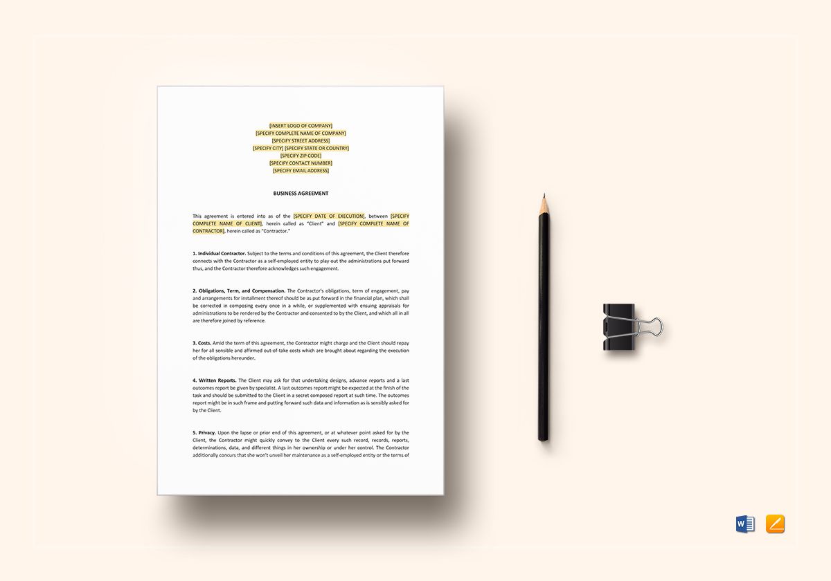 Detail Contract Agreement Template Between Two Parties Nomer 35