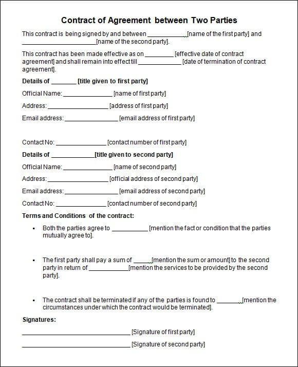 Contract Between Two Parties Template - KibrisPDR